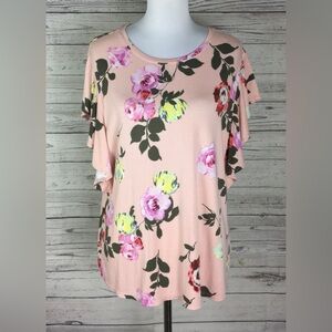 Apt. 9 Women’s Multicolor Floral Short Flutter Sleeve Stretch Knit Top